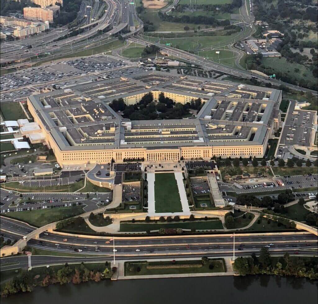 areal photo of the pentagon building
